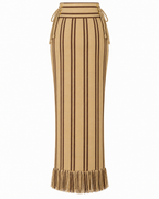 Jupe crayon taille haute Milena en Kente crème à rayures marron, confectionnée à la main