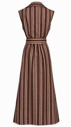 Abi Burgundy Sleeveless Long Kente Abaya with Belt