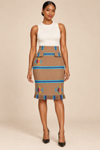 Sentimento, High-Waist Kente Pencil Skirt Handwoven Organic Cotton Skirt