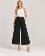 Keys 26, Handcrafted Wide-Leg Organic Cotton Black Trousers