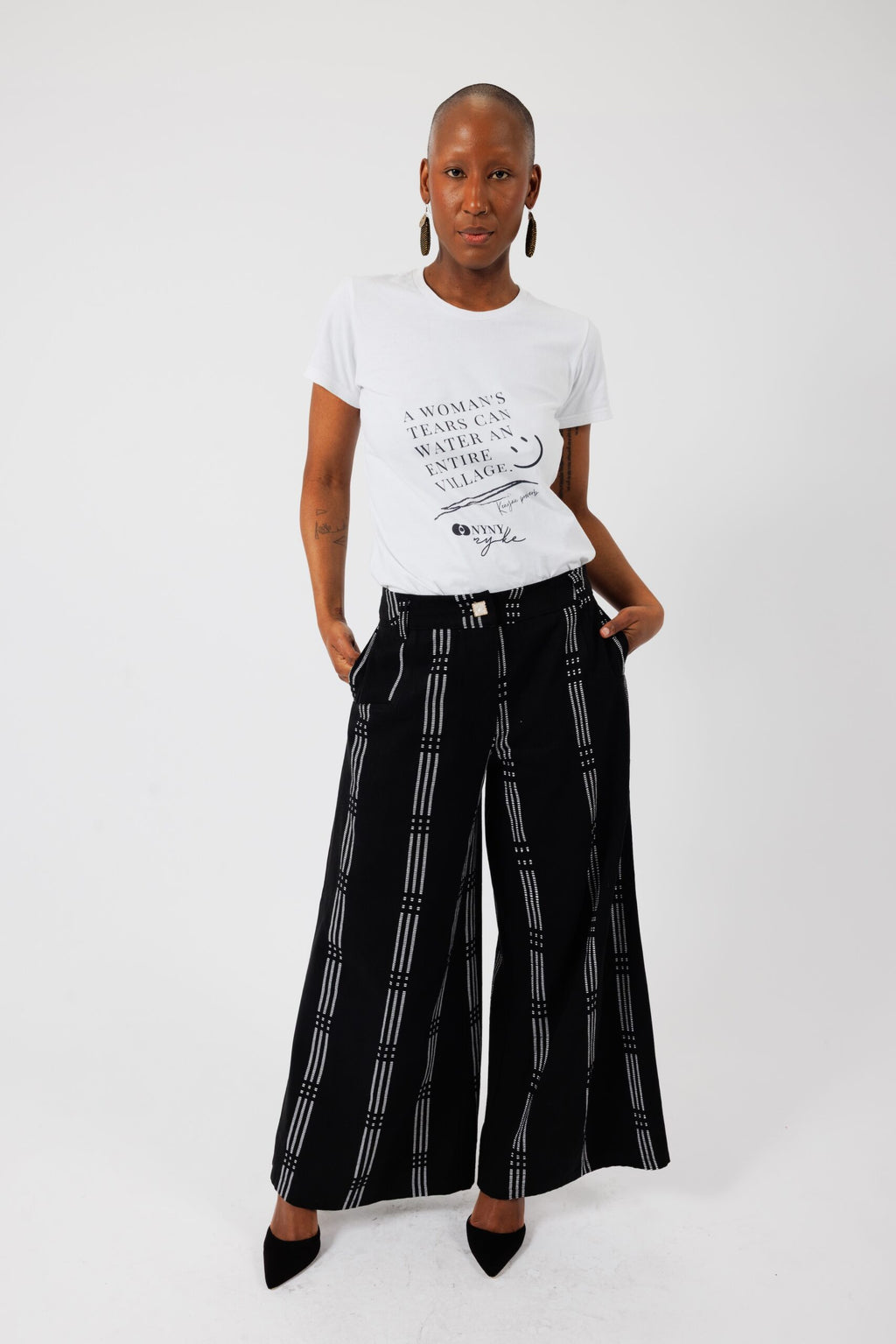 KEYS, Black Wide-legs trousers with denim cut