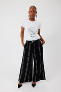 KEYS, Black Wide-legs trousers with denim cut