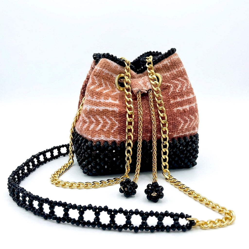 Malú, Mini Crossbody Beaded Bogolan Bag
