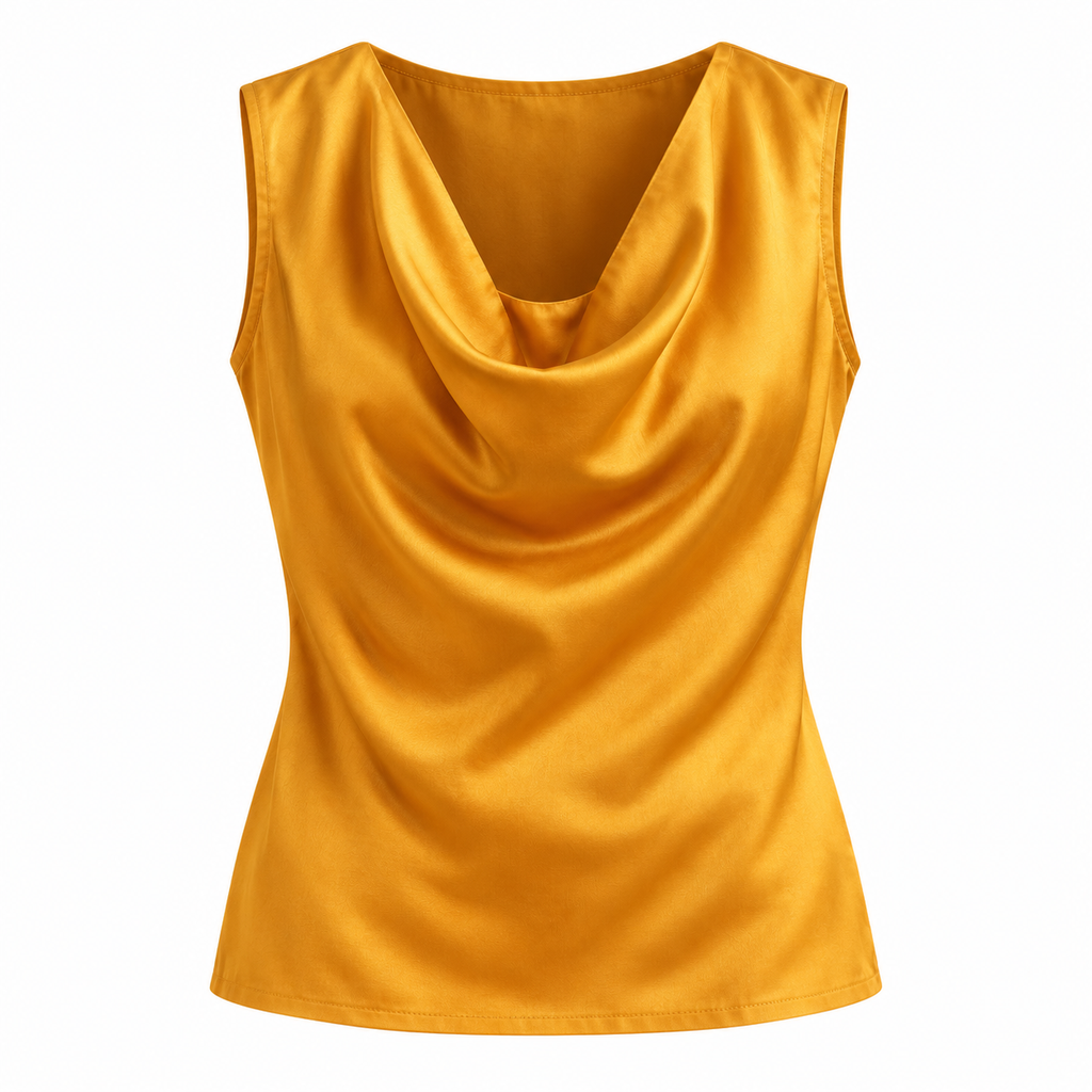 Denise Silk Cowl-Neck Top with Back Corset Lacing