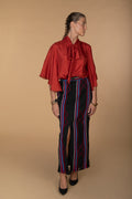 "Blouse Ada" ( Burnt orange silk casual and office blouse)