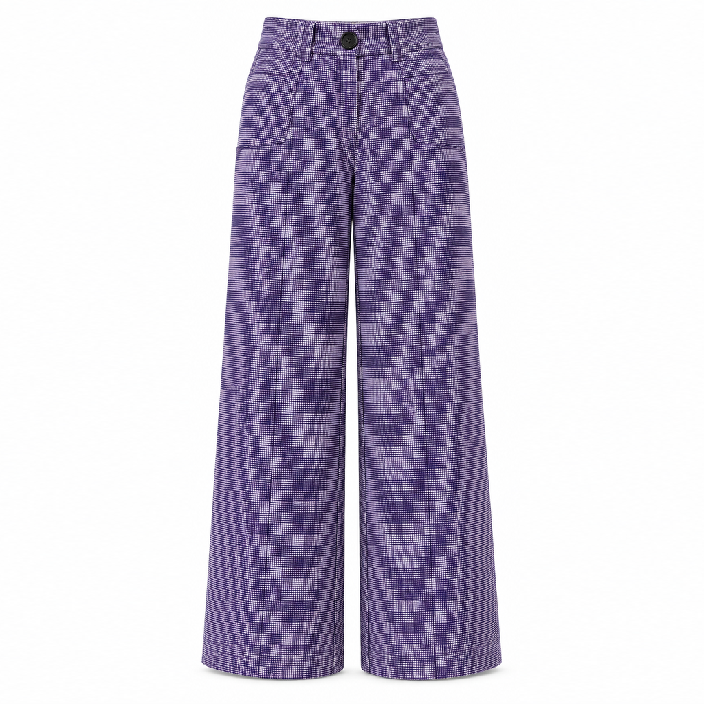 Pantalon large artisanal en coton biologique violet, Keys 26