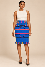 Sentimento, High-Waist Kente Pencil Skirt Handwoven Organic Cotton Skirt