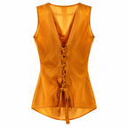Denise, Handcrafted Silk Cowl-Neck Top with Back Corset Lacing