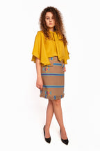 "Sentimento" S (High waist pencil skirt in Kente)