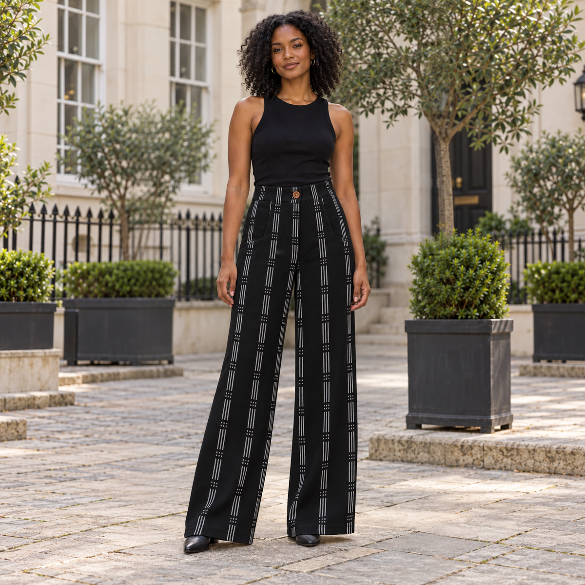 Keys 26, Pantalon large artisanal en coton bio noir