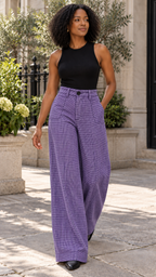 Pantalon large artisanal en coton biologique violet, Keys 26