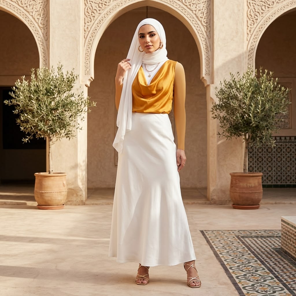 Denise Silk Cowl-Neck Top with Back Corset Lacing