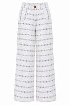 Keys 26 Denim-Cut White & Black Stripe Organic Cotton Palazzo Pants