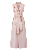 ABI Pink, Handcrafted Sleeveless Long Kente Abaya with Embellishments & Belt