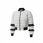 Speranza, Unisex Hand-Woven Fringe Bomber Jacket White Statement Coat