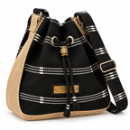 Calebass, Handcrafted Kente Jute Shoulder & Crossbody Black Bag