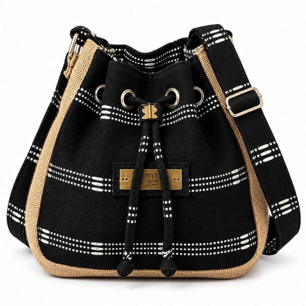 Calebass, Handcrafted Kente Jute Shoulder & Crossbody Black Bag