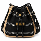 Calebass, Handcrafted Kente Jute Shoulder & Crossbody Black Bag