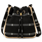 Calebass, Handcrafted Kente Jute Shoulder & Crossbody Black Bag