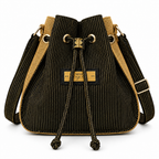 Calebass, Handcrafted Kente Jute Shoulder & Crossbody Black & Gold Bag