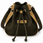 Calebass, Handcrafted Kente Jute Shoulder & Crossbody Black & Gold Bag