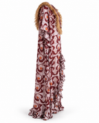 Cotonou, Handcrafted Fluid Batik Cotton Maxi Dress with Raffia Collar