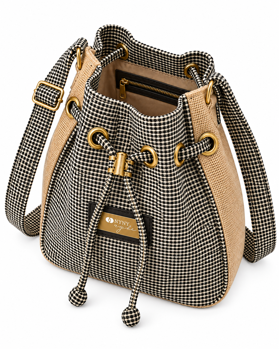 Calebass, Handcrafted Kente Jute Shoulder & Crossbody White & Grey Bag