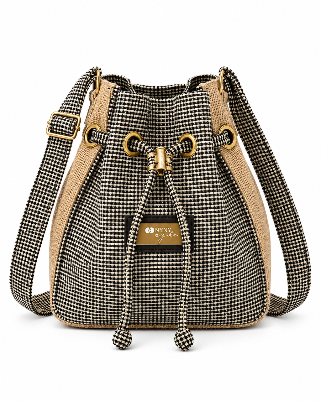 Calebass, Handcrafted Kente Jute Shoulder & Crossbody White & Grey Bag