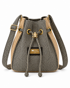 Calebass, Handcrafted Kente Jute Shoulder & Crossbody White & Grey Bag