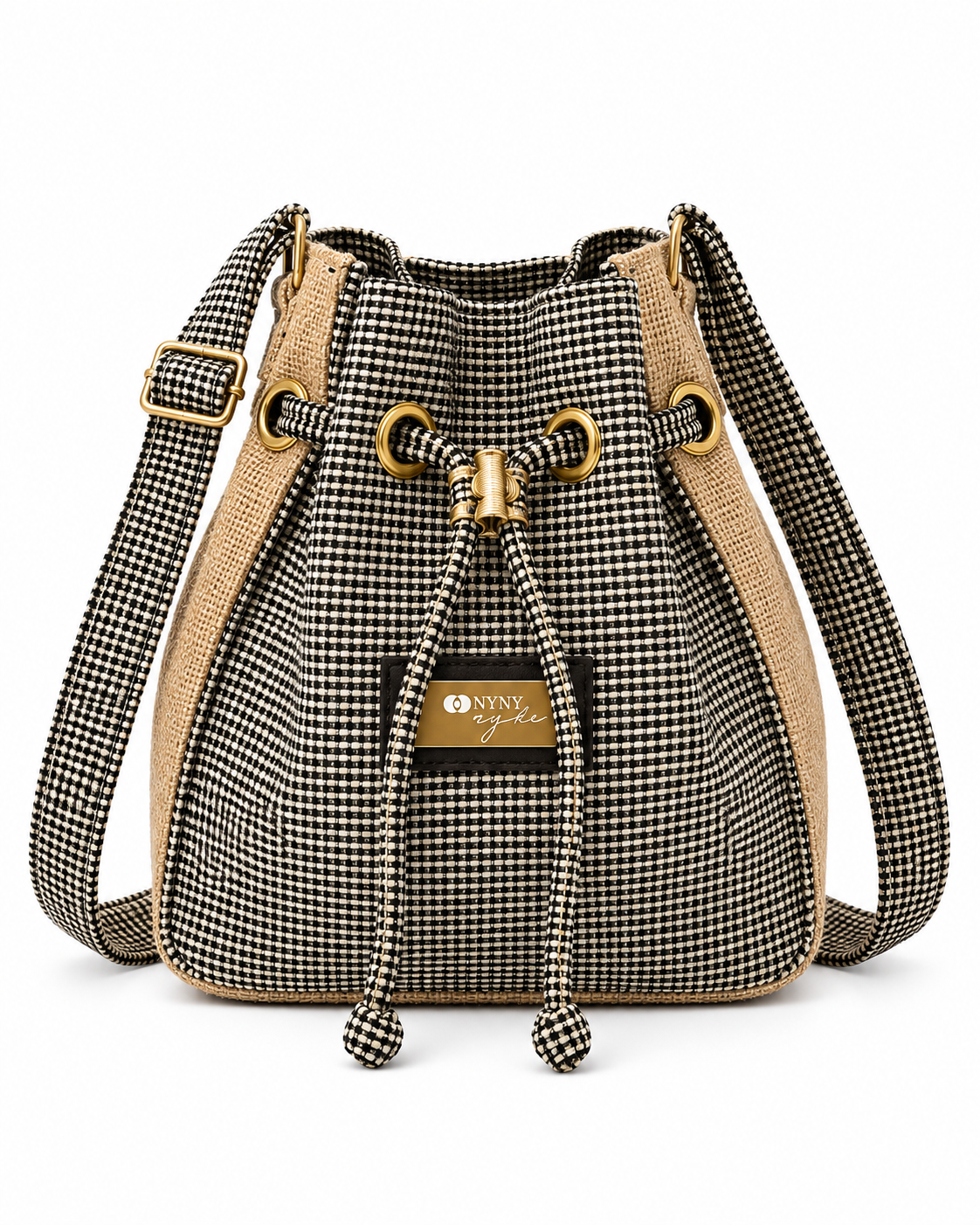 Calebass, Handcrafted Kente Jute Shoulder & Crossbody White & Grey Bag