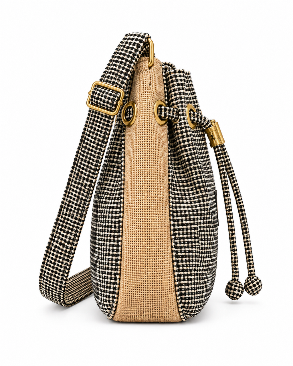 Calebass, Handcrafted Kente Jute Shoulder & Crossbody White & Grey Bag