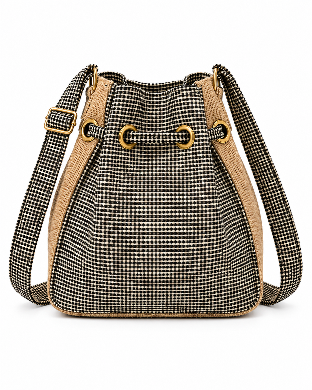 Calebass, Handcrafted Kente Jute Shoulder & Crossbody White & Grey Bag