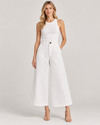 Keys 26, Handcrafted Wide-Leg Organic Cotton White Trousers