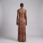 Mirva Asymmetrical Batik Evening Dress with Beaded Slit