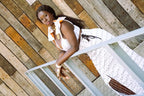 Milena White & Black Striped Handcrafted High-Waist Kente Pencil Skirt