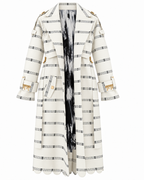 Vera Trench, White Handcrafted Kente & Rhinestone Long Coat with Batik Lining (Copy)