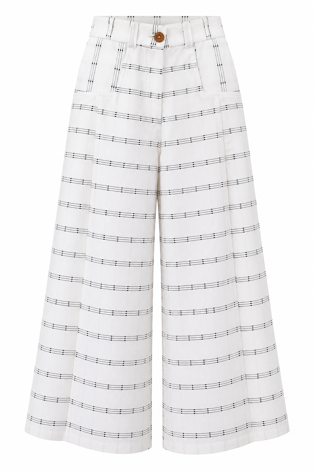 Keys 26, Handcrafted Wide-Leg Organic Cotton White Trousers