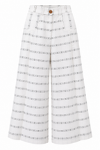 Keys 26, Handcrafted Wide-Leg Organic Cotton White Trousers