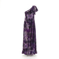 Wilma, One-Shoulder Batik Maxi Dress Purple Floral Cotton Summer Dress