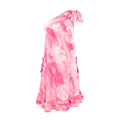 Wilma SH, Women's Hand-Dyed Pink Floral One-Shoulder Batik Cotton Midi Dress