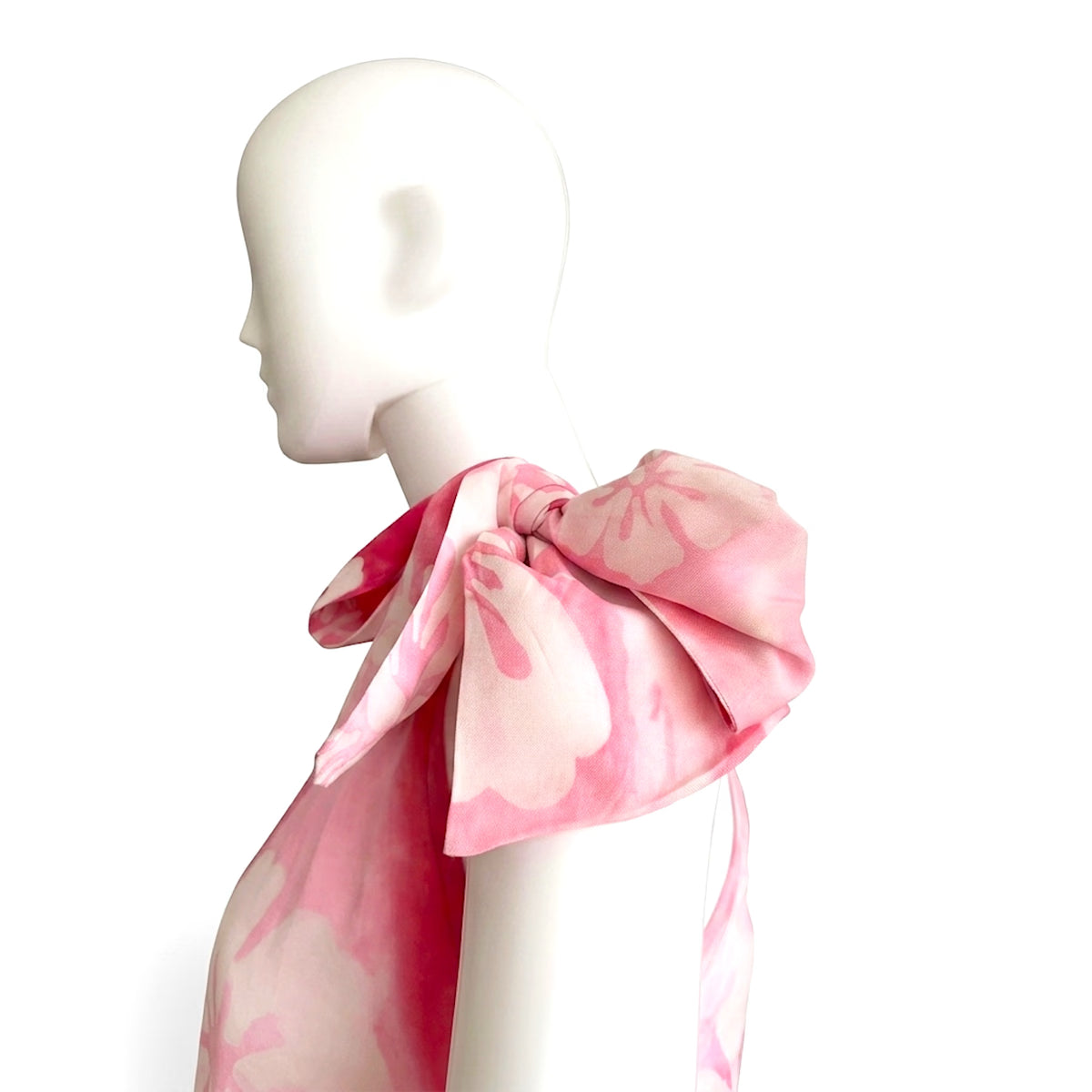 Wilma SH, Women's Hand-Dyed Pink Floral One-Shoulder Batik Cotton Midi Dress