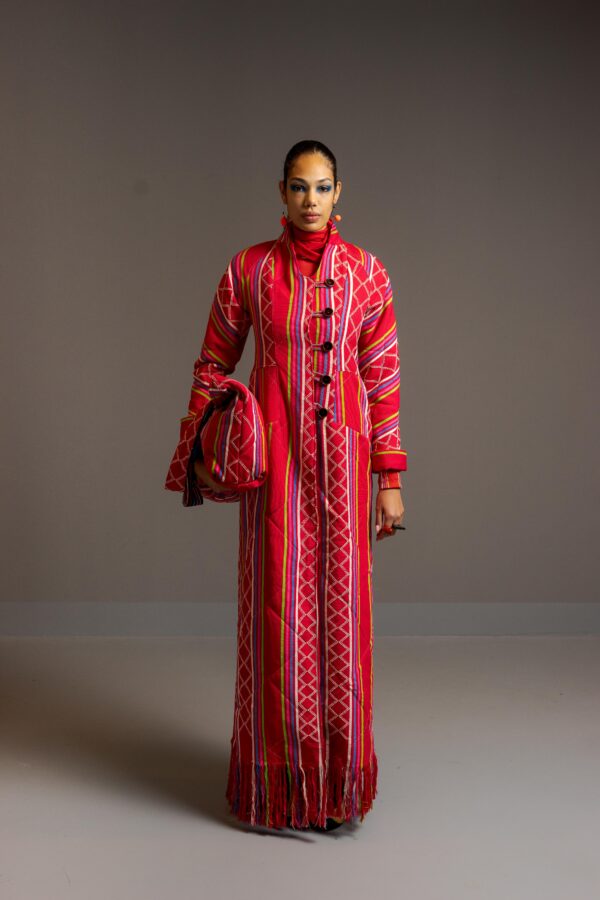NAOMI, Long quilted warm coat in kente - Image 5
