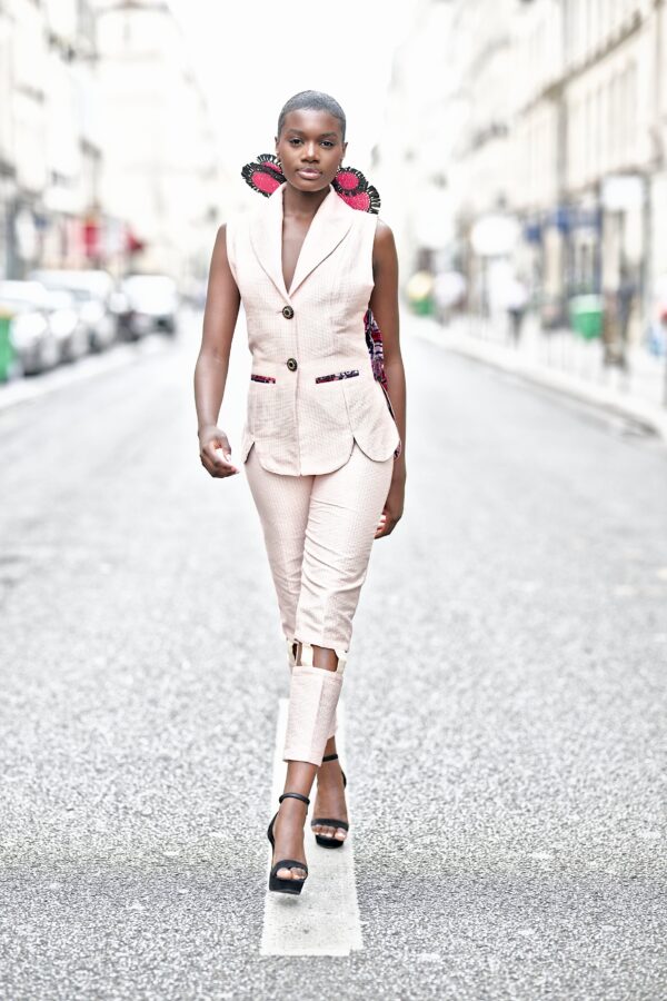 LANA, Pink adjustable mid-waist trousers - Image 4