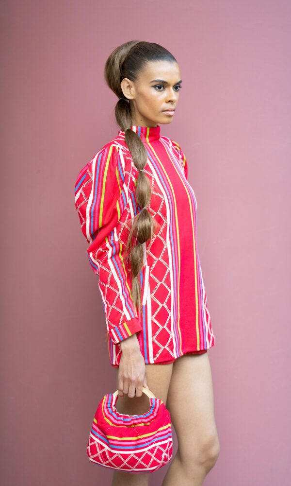 RIHANNA, Backless Mini dress in Kente - Image 7