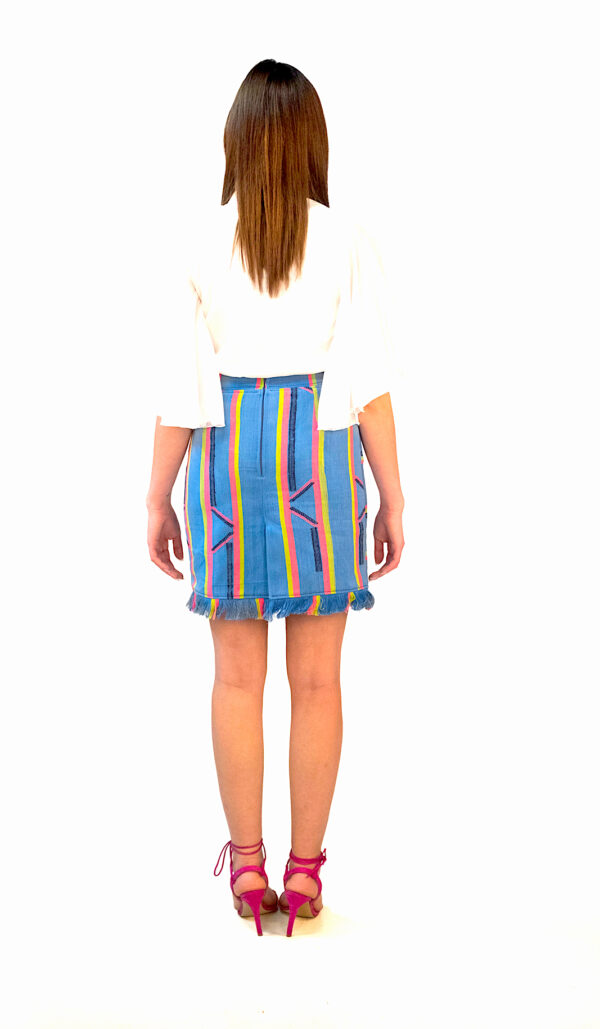 SENTIMENTO, Sky blue High waist pencil skirt with fringes - Image 2