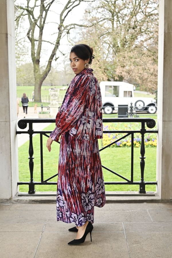 FRIDA, Burgundy wide-leg batik trousers - Image 4