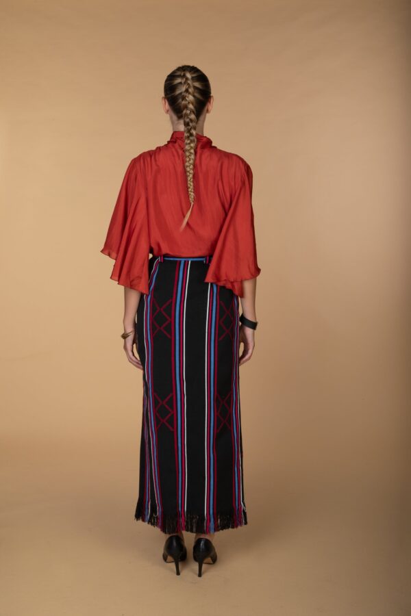 ADA, Sun burnt elegant silk blouse with bow tie neck - Image 4