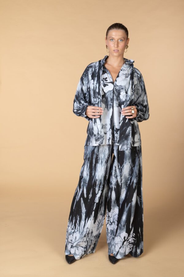 SONA, Grey long sleeves cotton blouse - Image 4