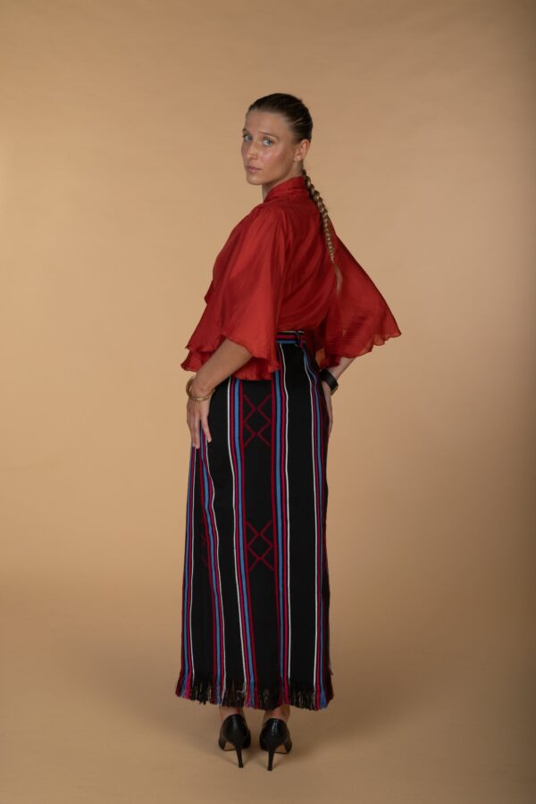 ADA, Sun burnt elegant silk blouse with bow tie neck - Image 2
