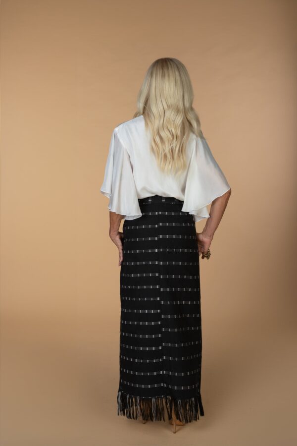 ADA, White elegant silk blouse with bow tie neck - Image 4